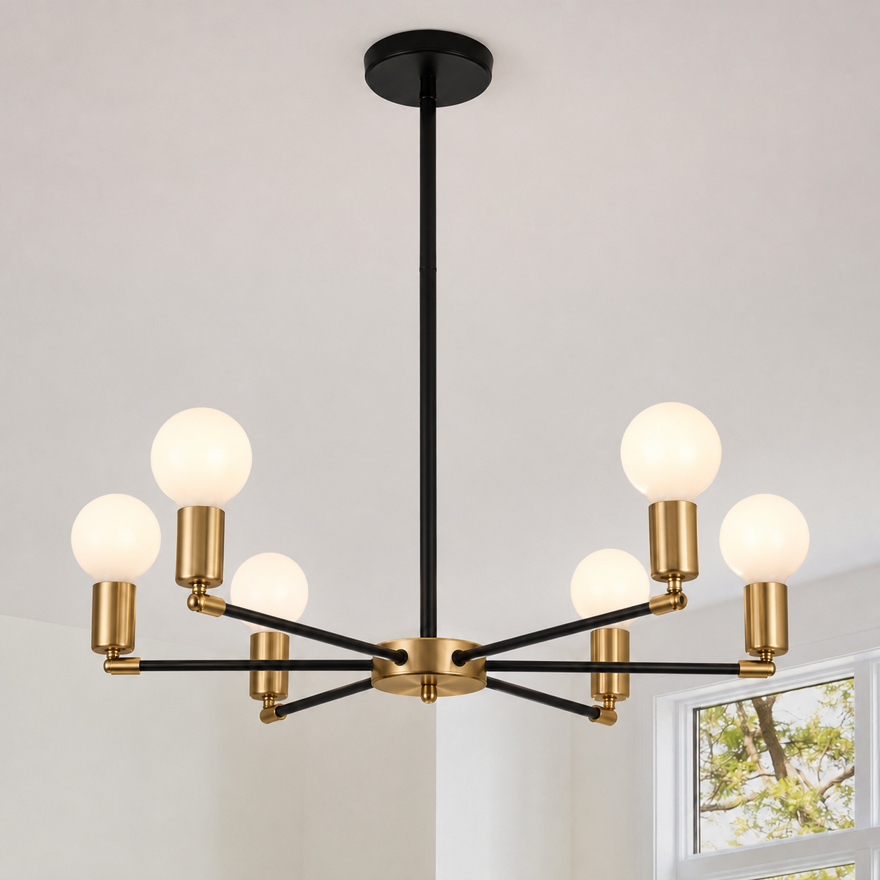 HOLIM Black and Gold 6-Light Chandelier